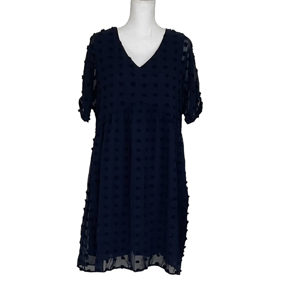 Kirundo NWT Swiss Dot Babydoll V Neck Mini Dress - Picture 3 of 7